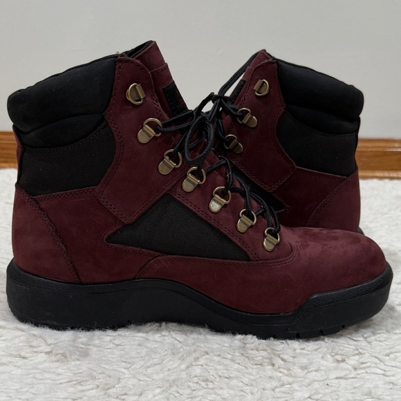 NWOB Timberland 6-Inch Field Boot Burgundy Men's Sz 9 A5W79 Waterproof Casual - Picture 9 of 14